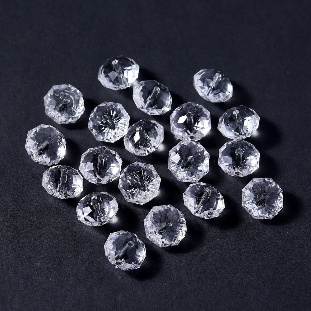 4-16mm Faceted Transparent White Acrylic Beads (10-300pcs)