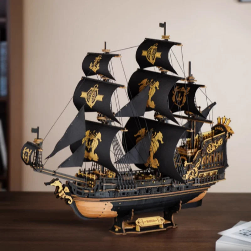 Robotime ROKR Wooden Seahouse Barque – 3D Puzzle Model Kit