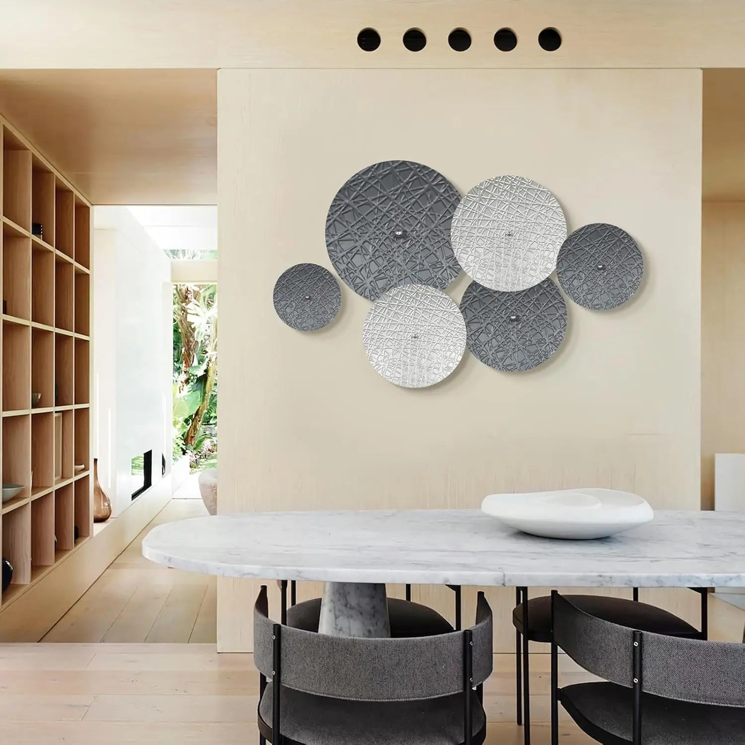 7PCS Silver & Grey Metal Wall Art Set