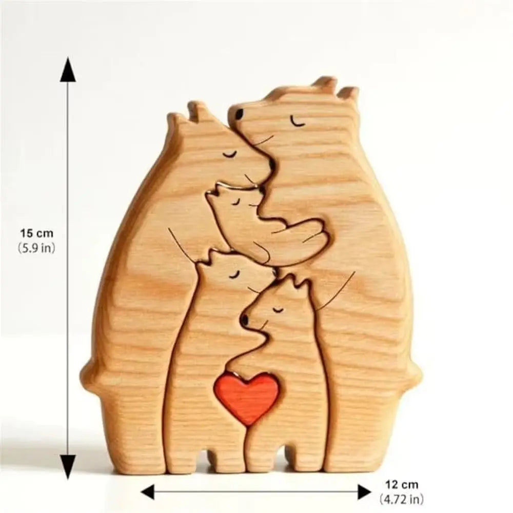 Personalized Wooden Bear Family Puzzle – Customizable Name Gift