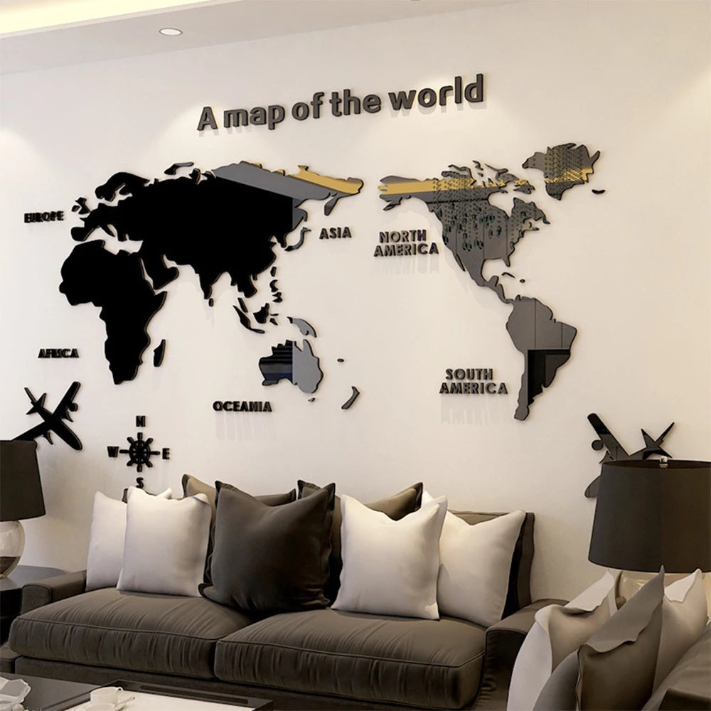 3D Acrylic World Map Wall Stickers