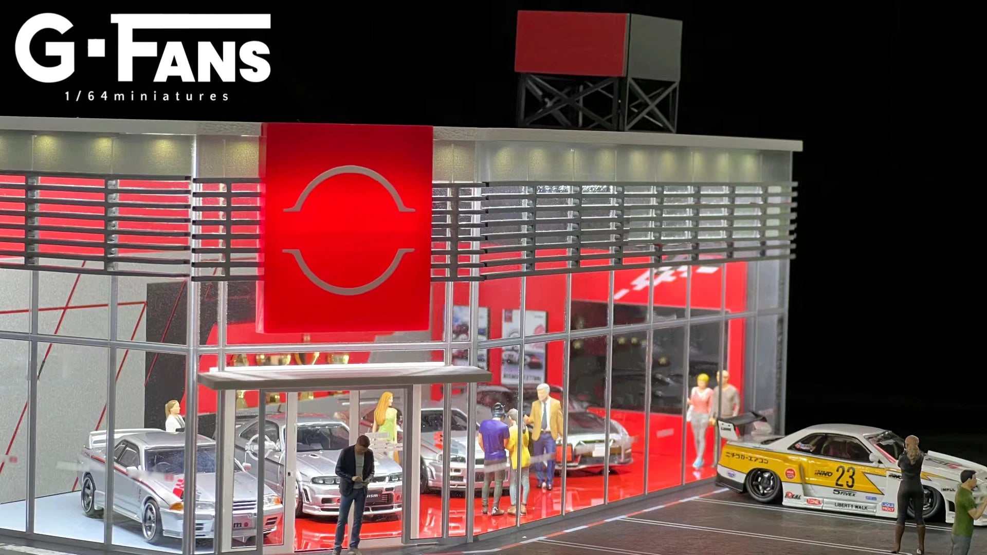 1:64 G-FANS Diorama Car Garage – LED Display Scene Model