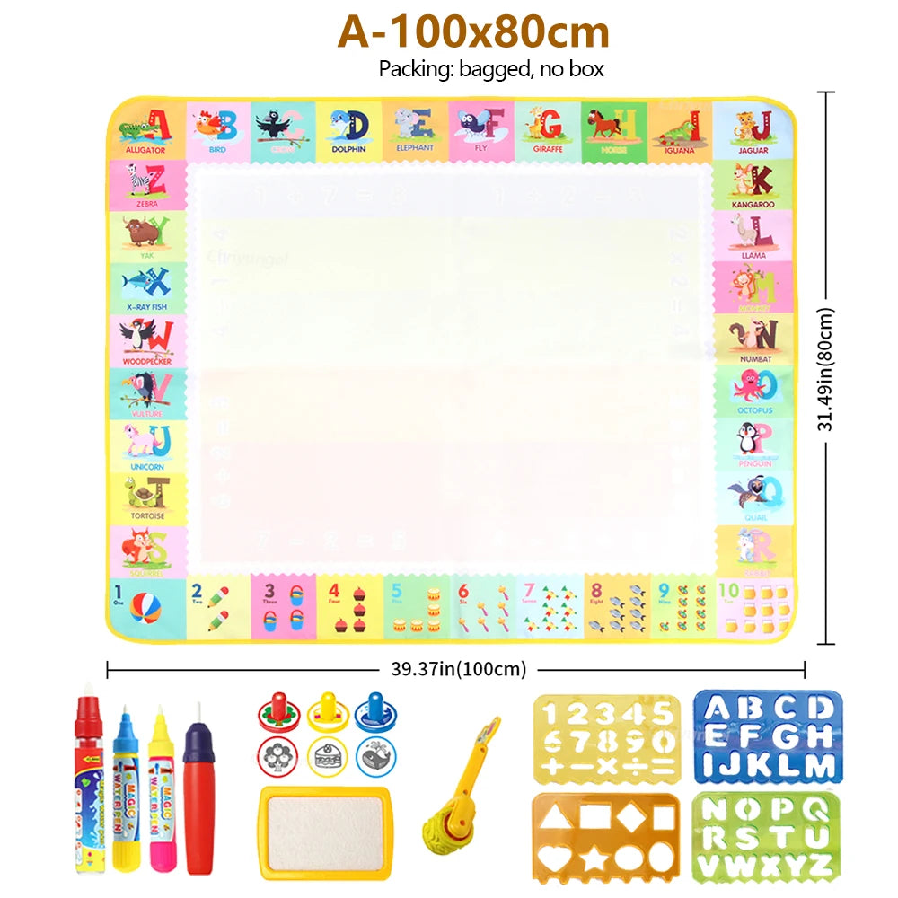 Reusable Magic Water Drawing Mat – 100x80cm Montessori Doodle Board