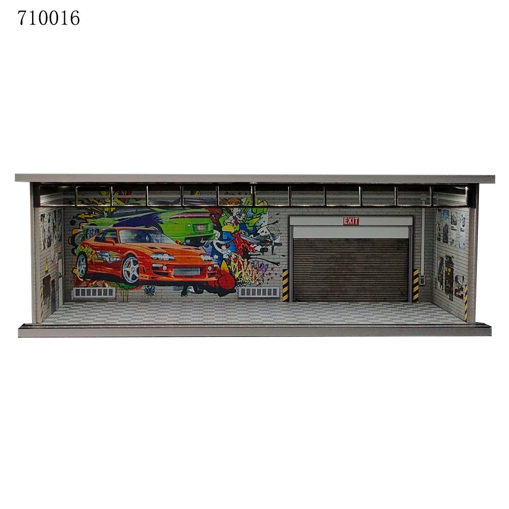 1:64 G-FANS Diorama Car Garage – LED Display Scene Model