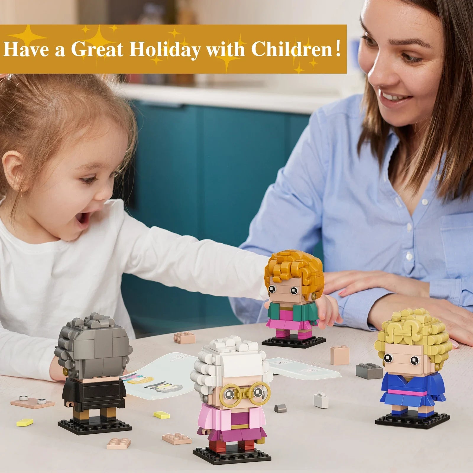 Golden Lady Building Blocks Set with 4 Figures