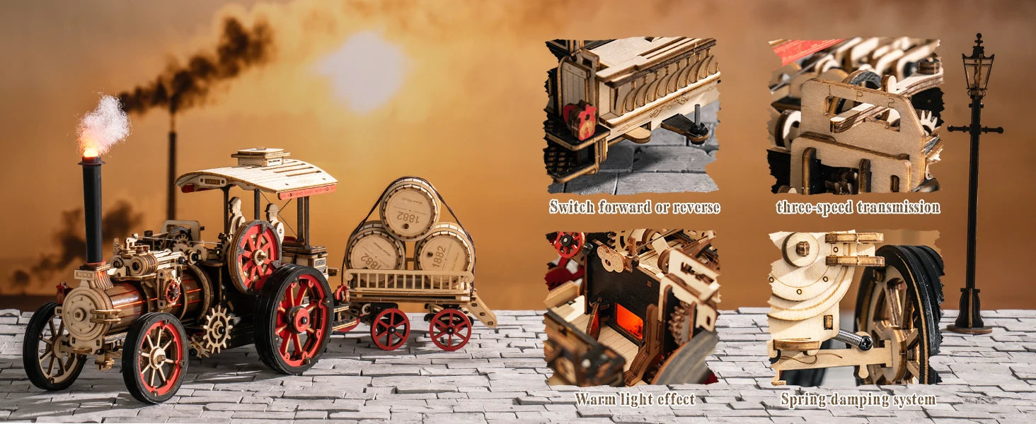 Robotime ROKR 3D Wooden Car Model – 1:28 Steam Locomotive Kit