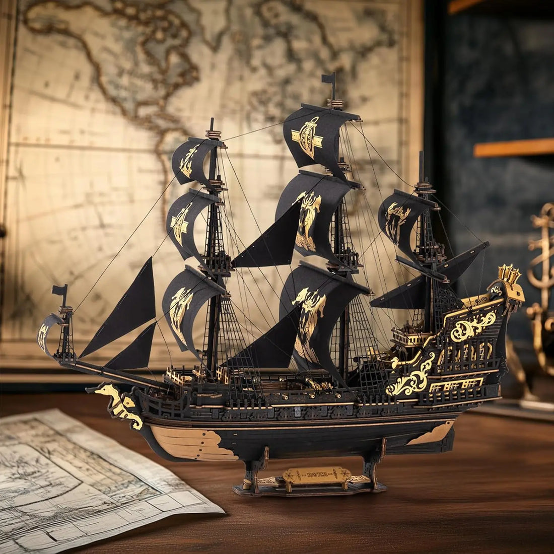 Robotime ROKR Wooden Seahouse Barque – 3D Puzzle Model Kit