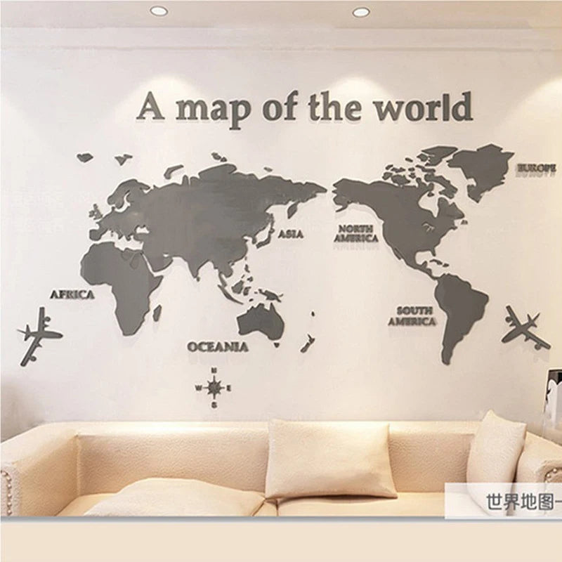 3D Acrylic World Map Wall Stickers