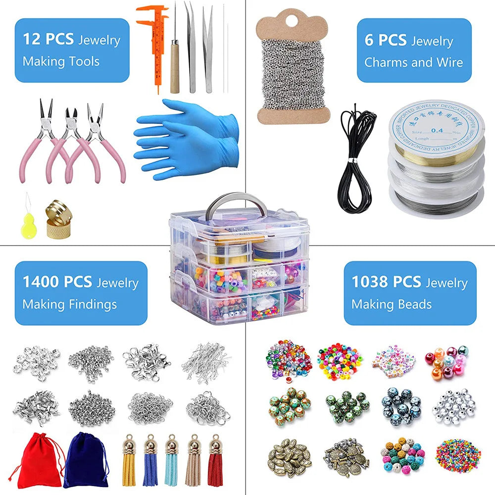 2456-Piece Deluxe DIY Bead Jewelry Kit