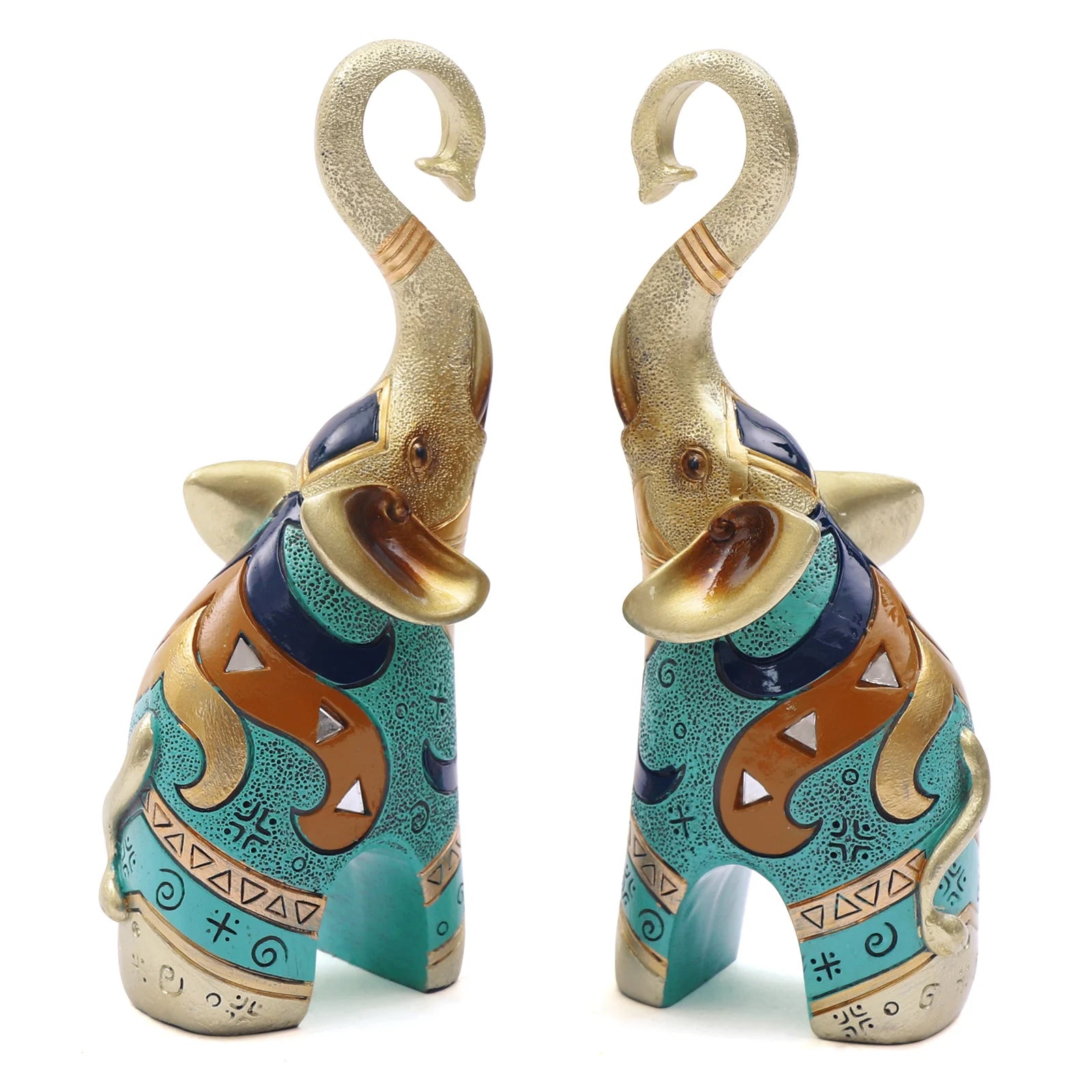 2PCS Feng Shui Resin Elephant Statues