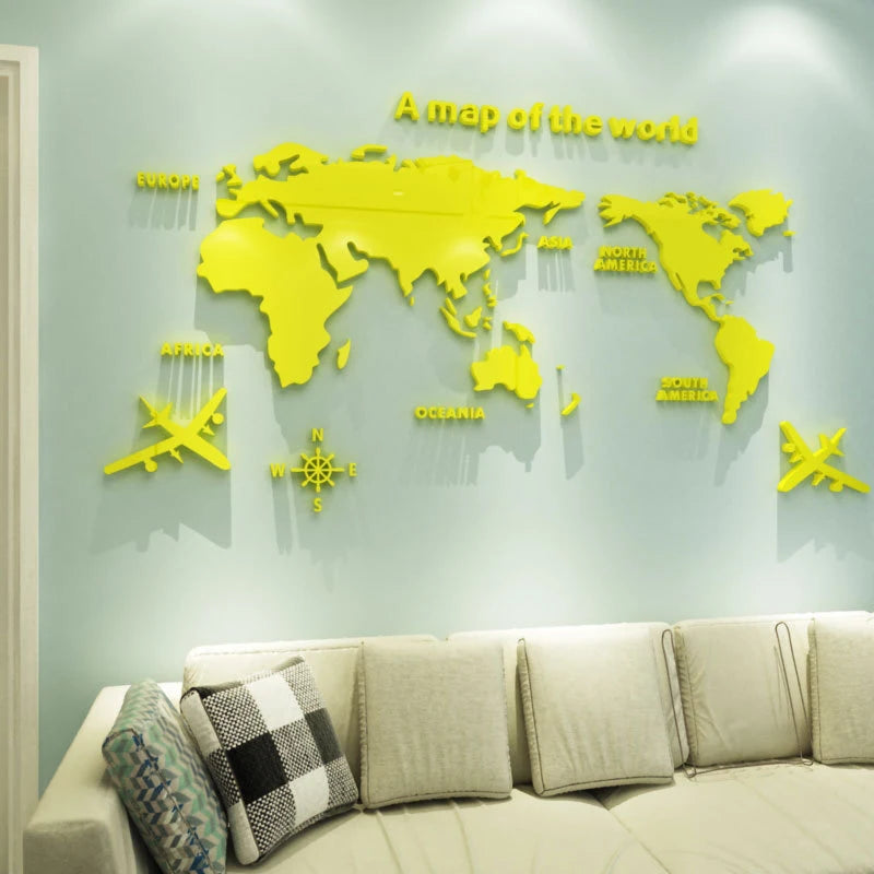3D Acrylic World Map Wall Stickers