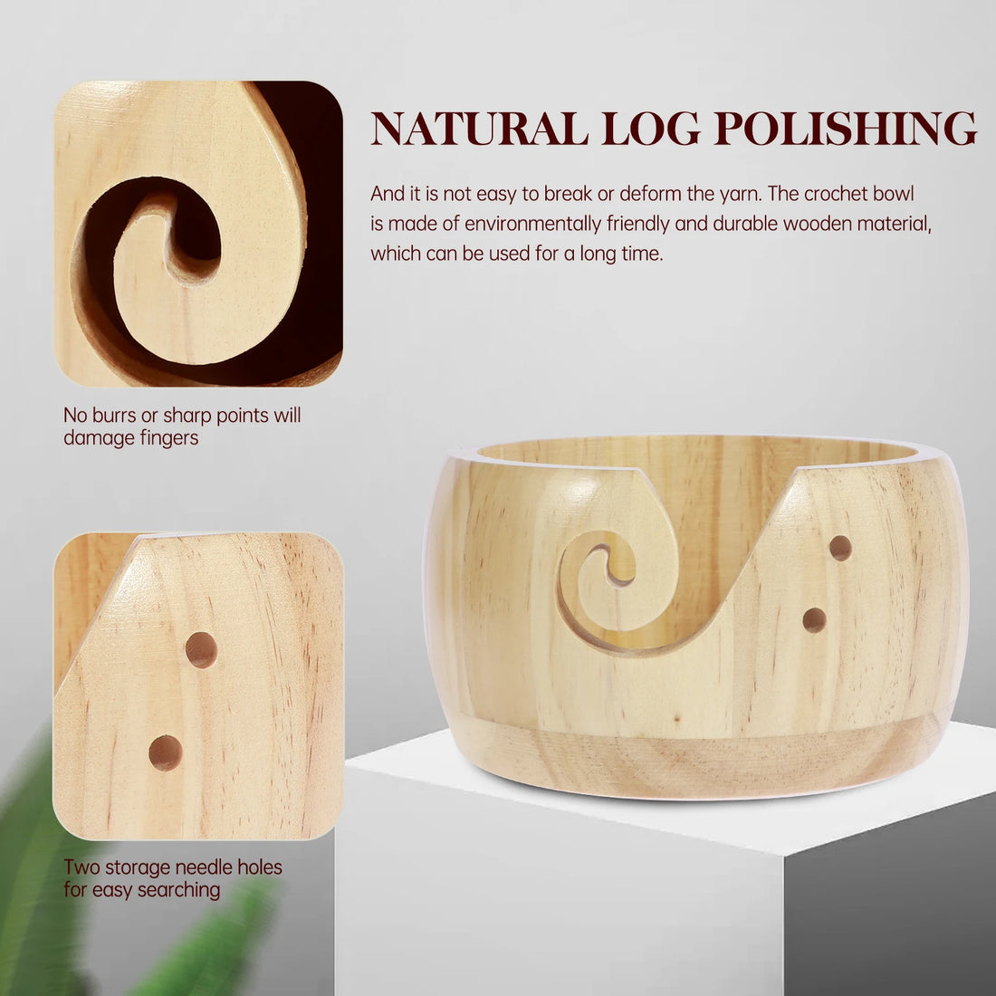 4PCS Wooden Yarn Bowls with Holes