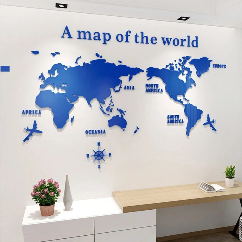3D Acrylic World Map Wall Stickers