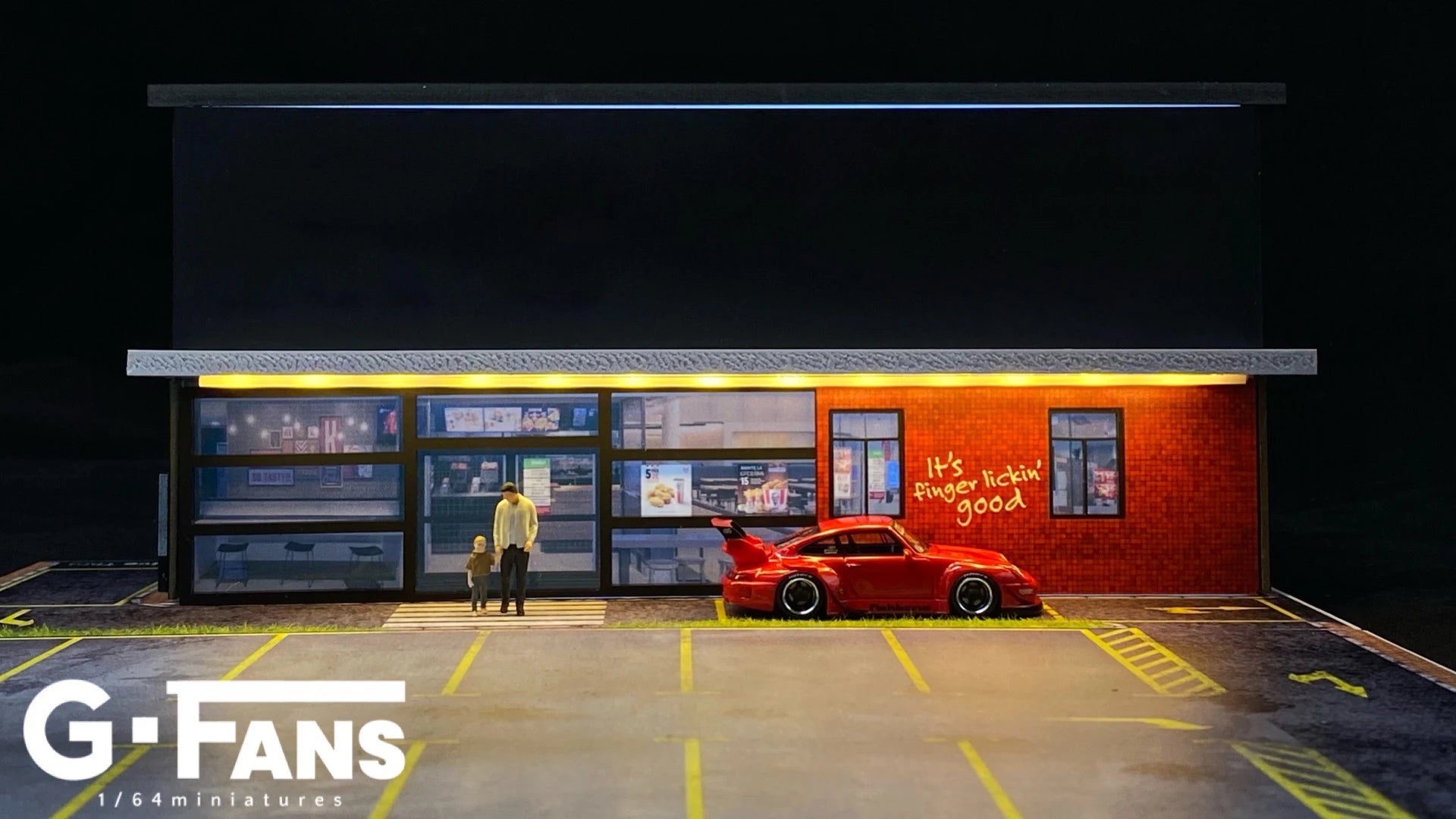 1:64 G-FANS Diorama Car Garage – LED Display Scene Model