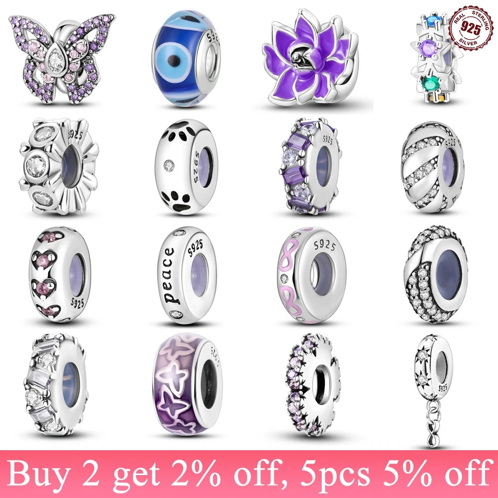 PANPOKI S925 Sterling Silver Silicone Spacer Beads