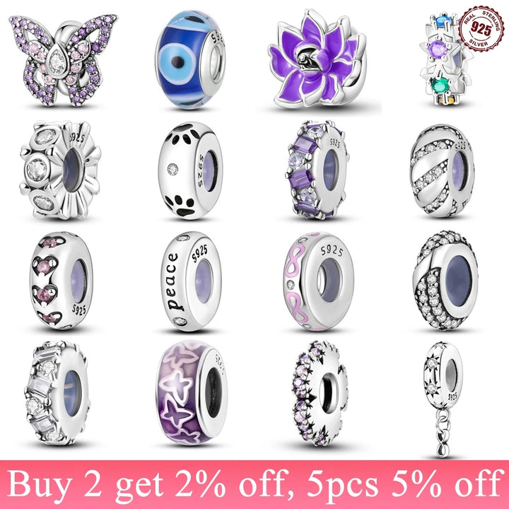 PANPOKI S925 Sterling Silver Silicone Spacer Beads