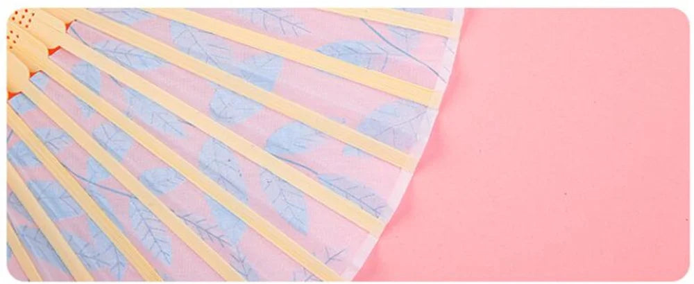 Bamboo Folding Silk Fan for Women – Black