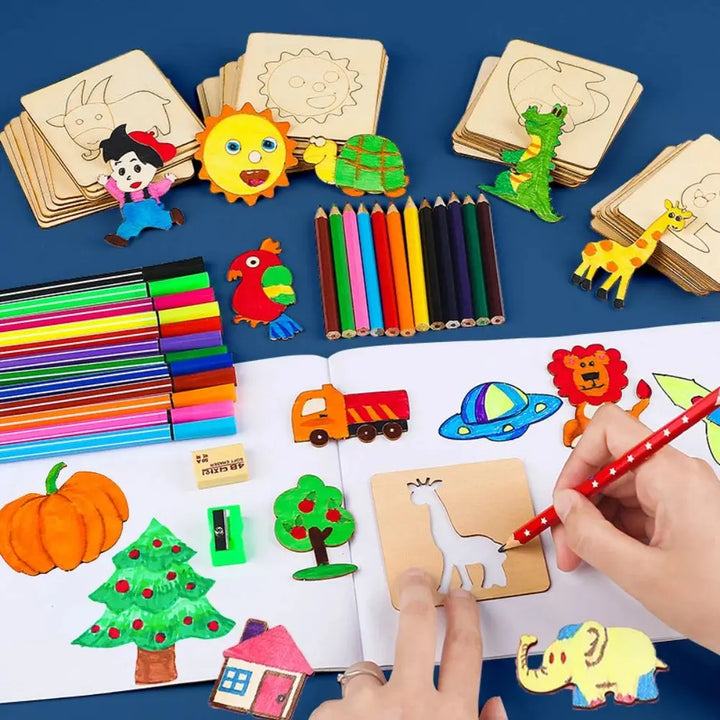 20pcs Montessori Wooden Drawing Stencils Set