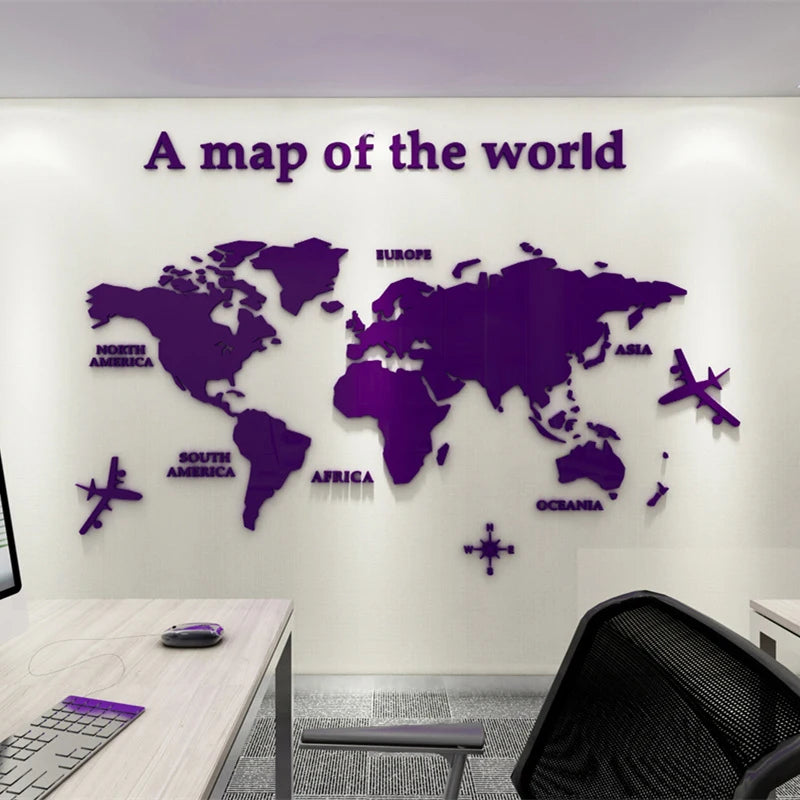 3D Acrylic World Map Wall Stickers