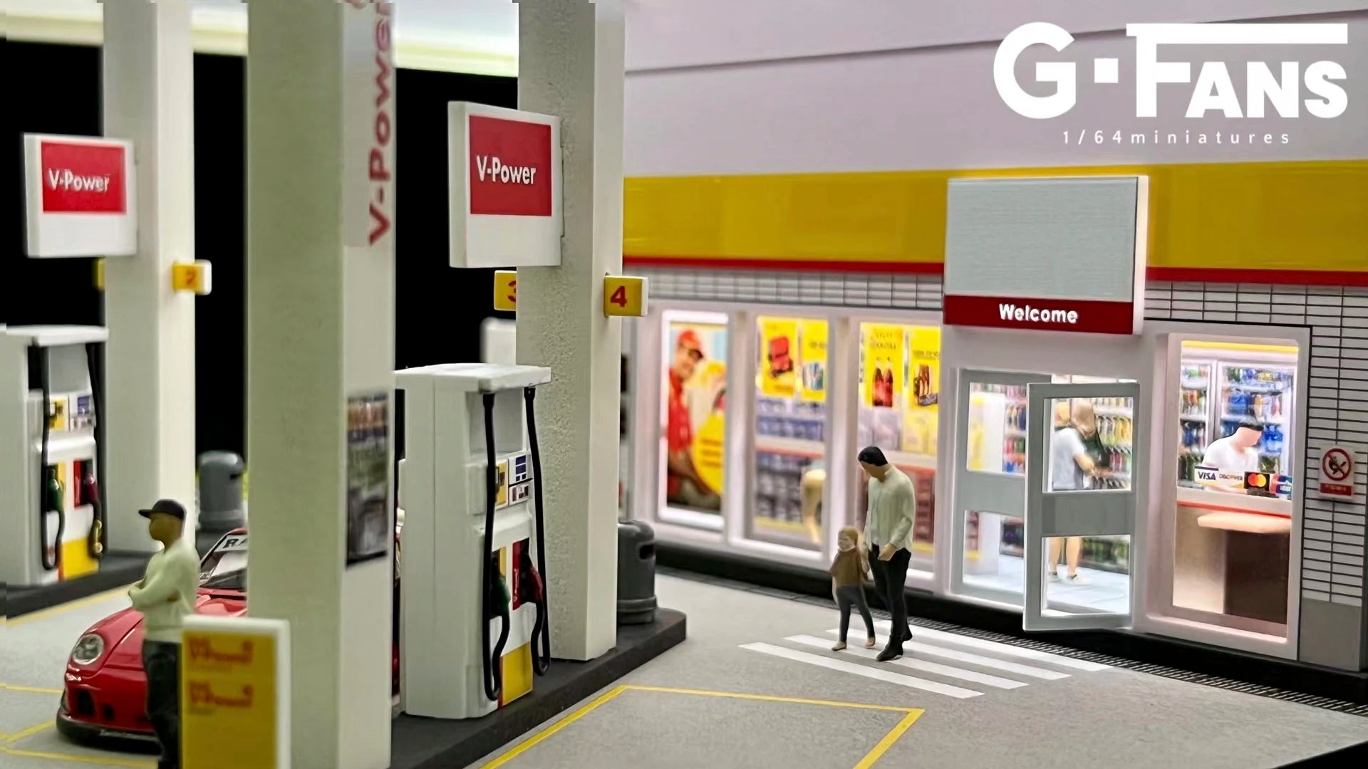 1:64 G-FANS Diorama Car Garage – LED Display Scene Model