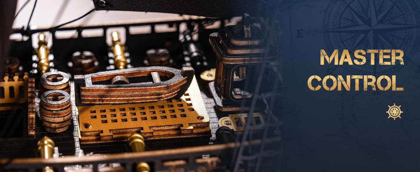 Robotime ROKR Wooden Seahouse Barque – 3D Puzzle Model Kit