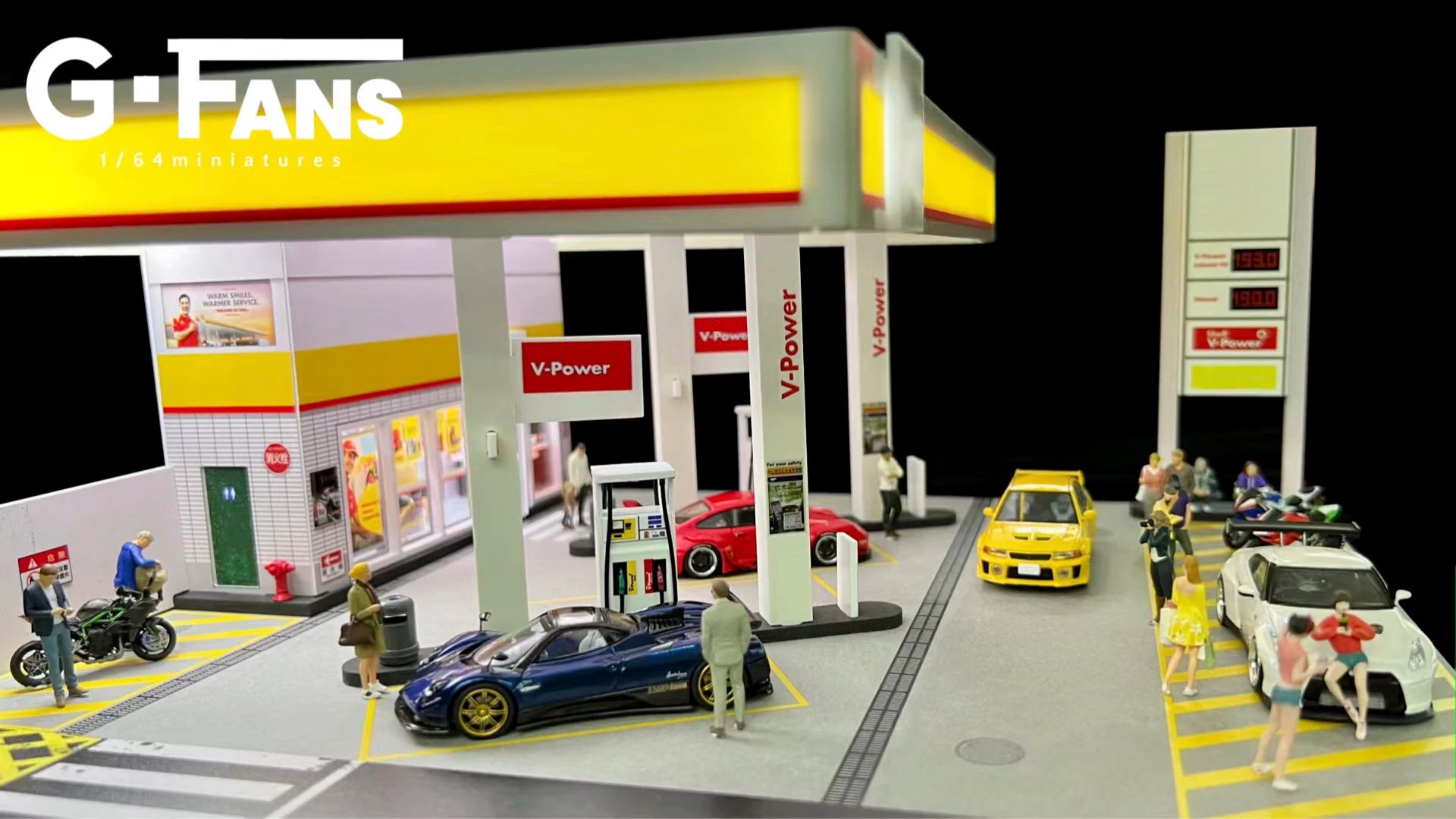 1:64 G-FANS Diorama Car Garage – LED Display Scene Model