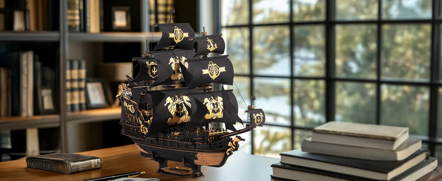 Robotime ROKR Wooden Seahouse Barque – 3D Puzzle Model Kit