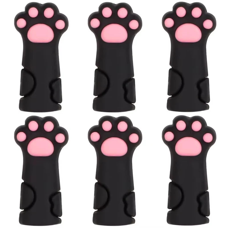 6-Pc Cute Cat Paw Silicone Knitting Needle Stoppers