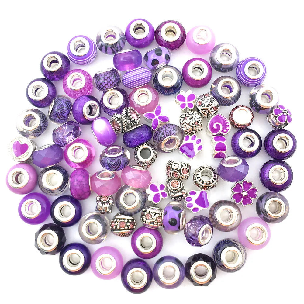 80PCS Large Hole Purple Resin Beads Set
