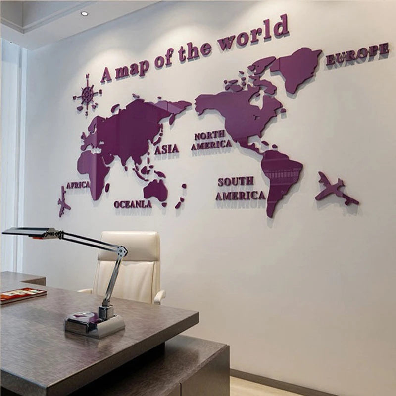 3D Acrylic World Map Wall Stickers