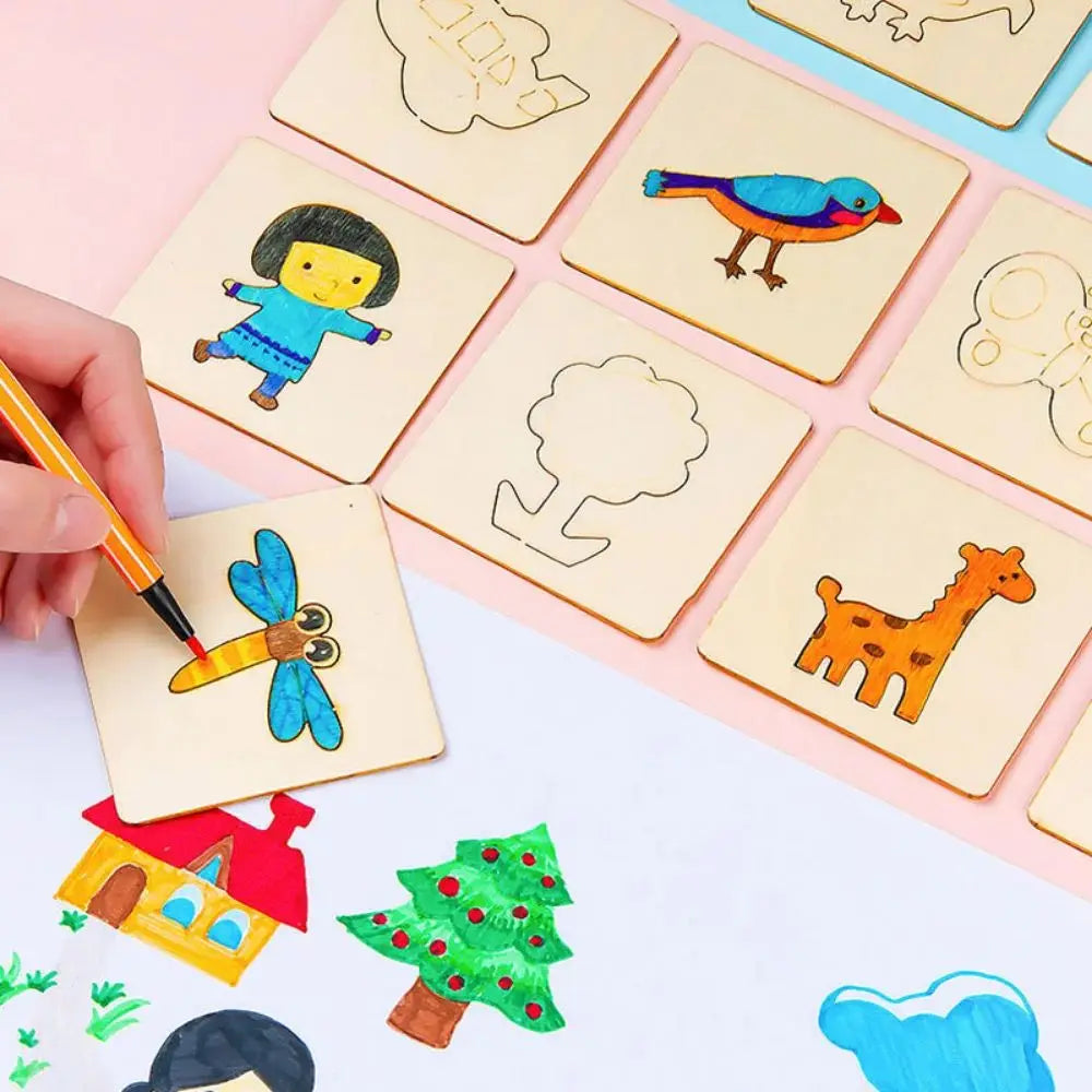 20pcs Montessori Wooden Drawing Stencils Set