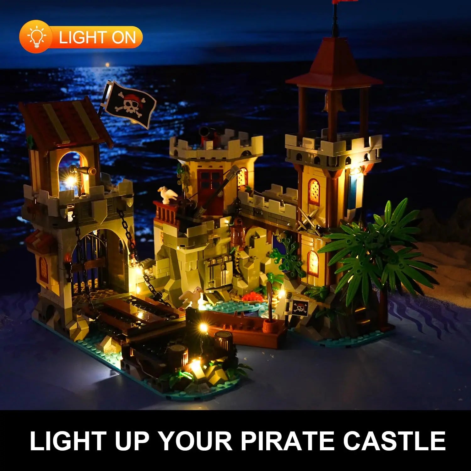 Pirate Castle & Ship Building Set with Light
