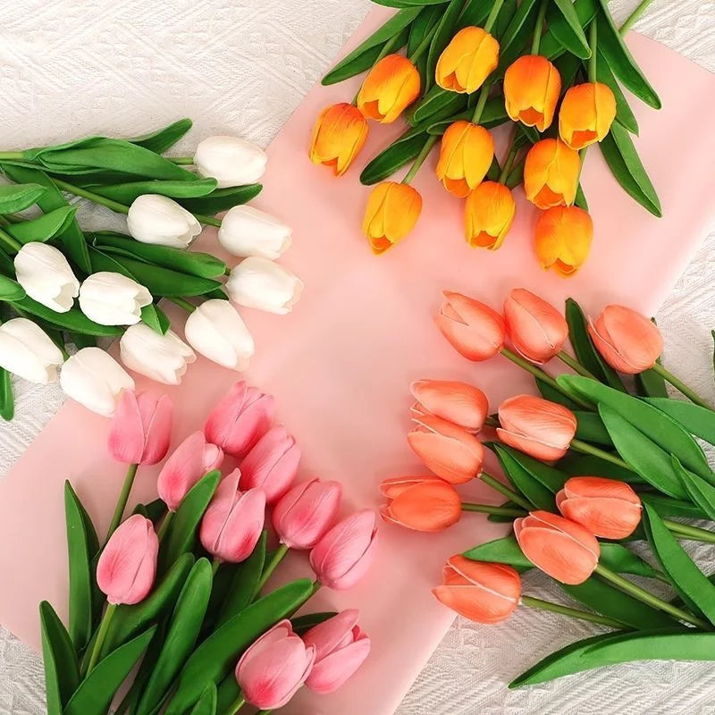 Real Touch Artificial Tulips – 1/3/5PCS Bouquet for Home & Wedding Decor