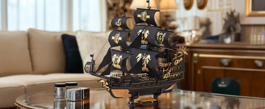 Robotime ROKR Wooden Seahouse Barque – 3D Puzzle Model Kit