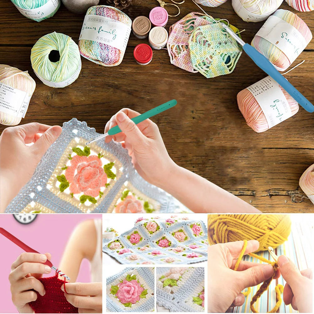 Aluminum Crochet Hooks Set 2-8mm with Bag