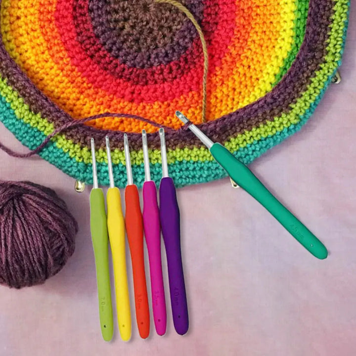11-Size Colorful Ergonomic Crochet Hooks Set