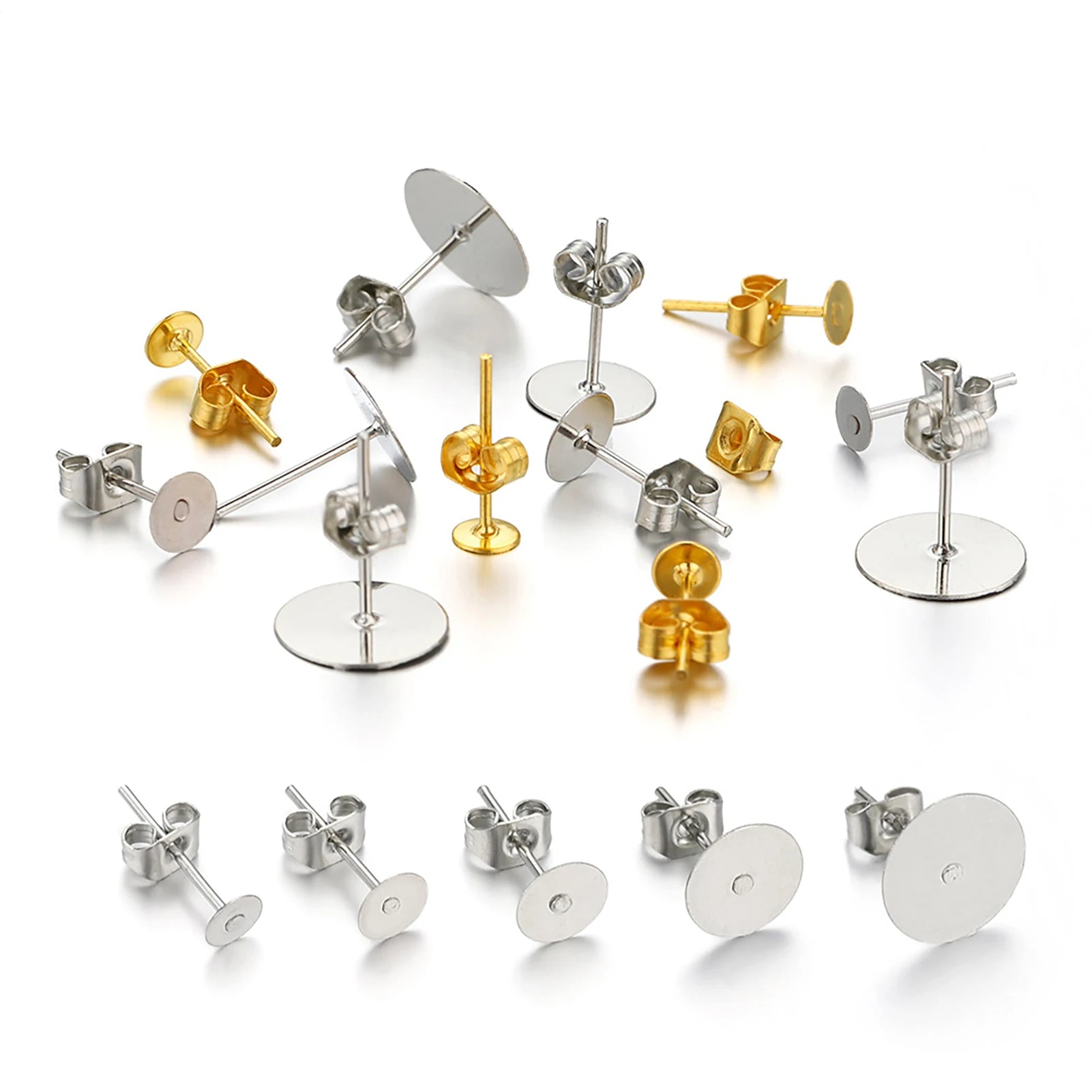 Blank Post Earring Studs with Ear Backs