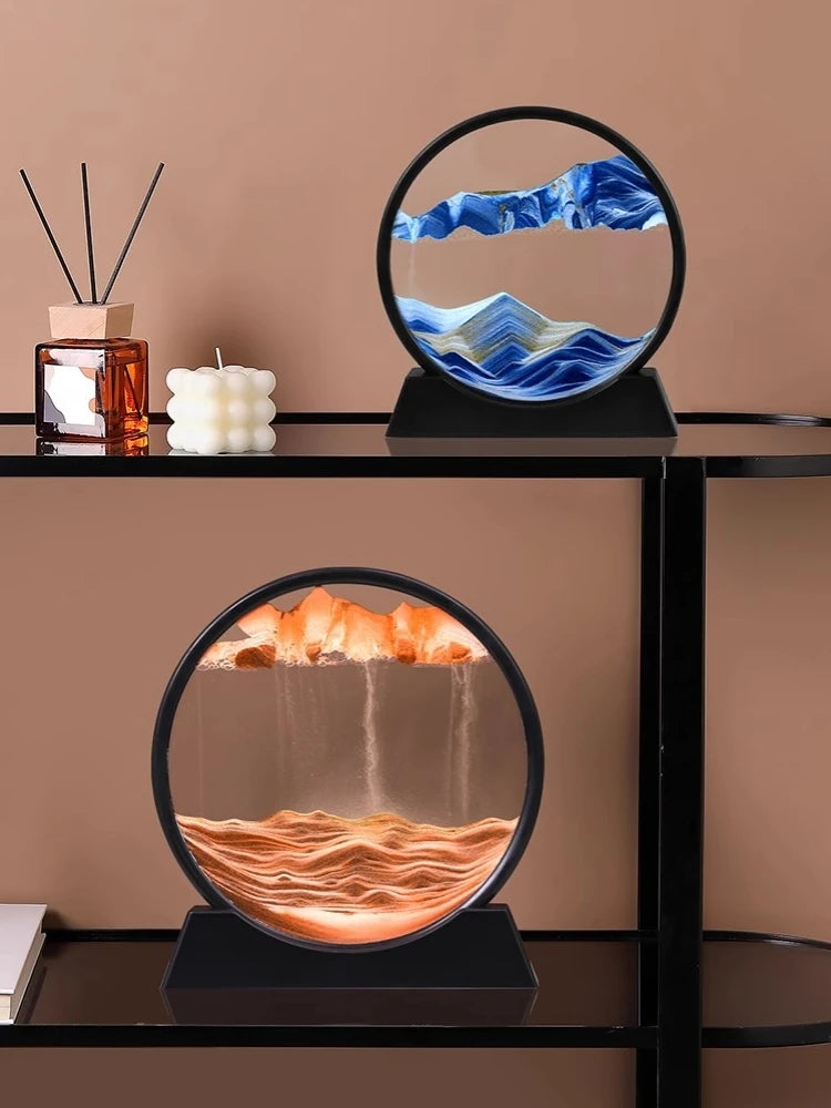 3D Quicksand Hourglass Art – Flowing Sandscape Home & Office Decor