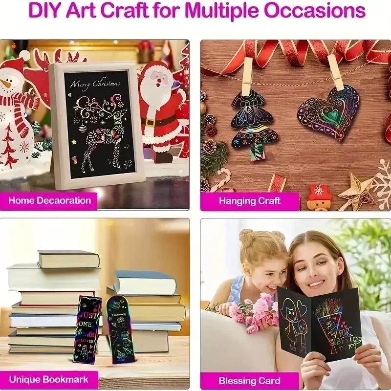 125-Pcs Rainbow Scratch-Off Mini Art Cards