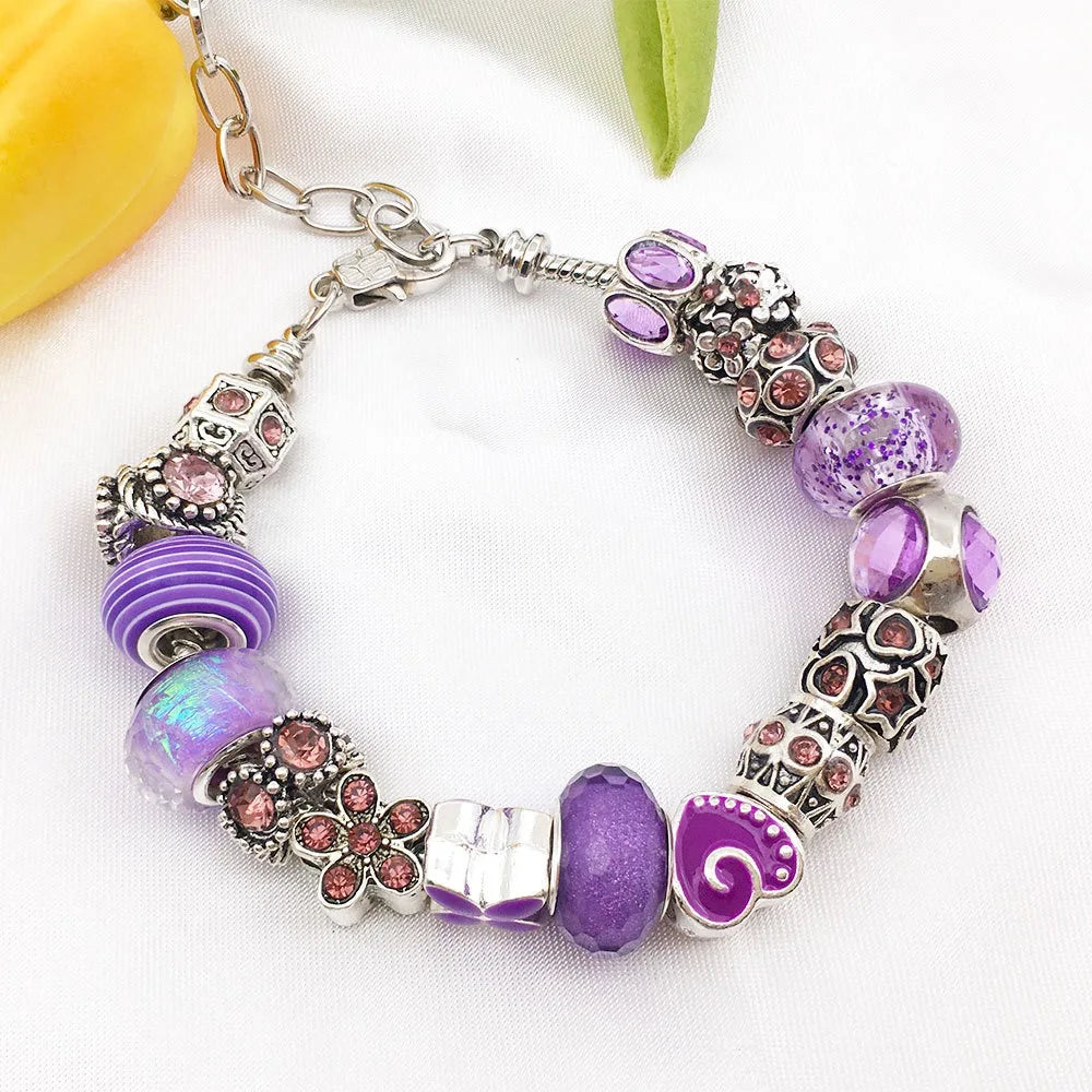 80PCS Large Hole Purple Resin Beads Set
