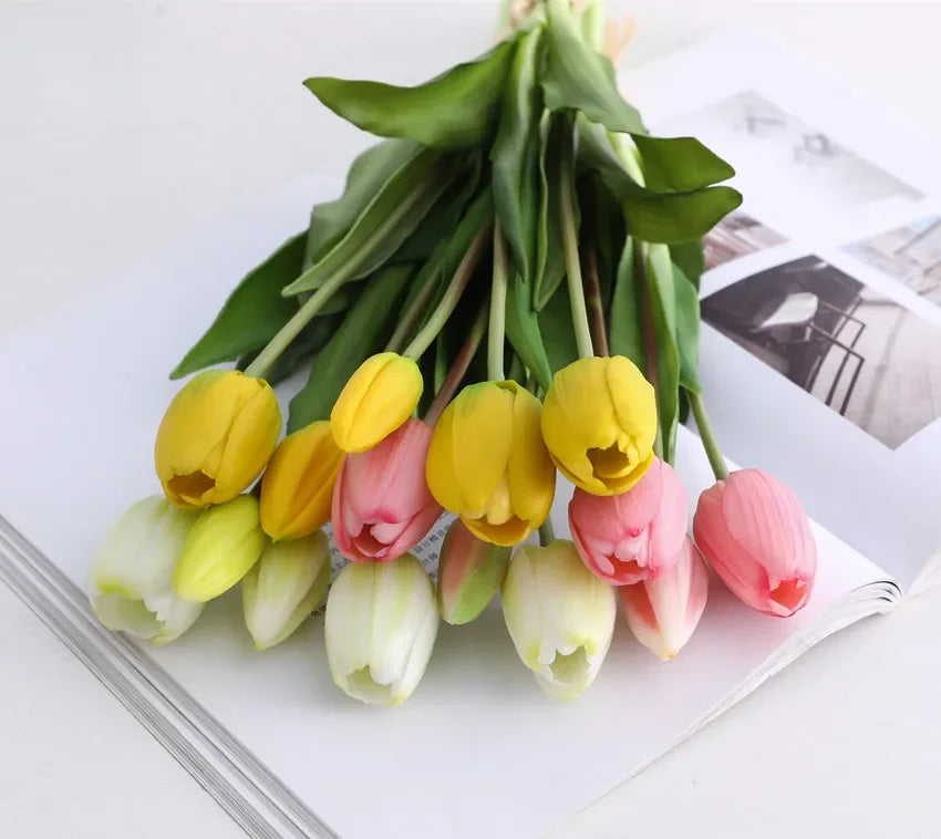 Real Touch Artificial Tulips – 1/3/5PCS Bouquet for Home & Wedding Decor