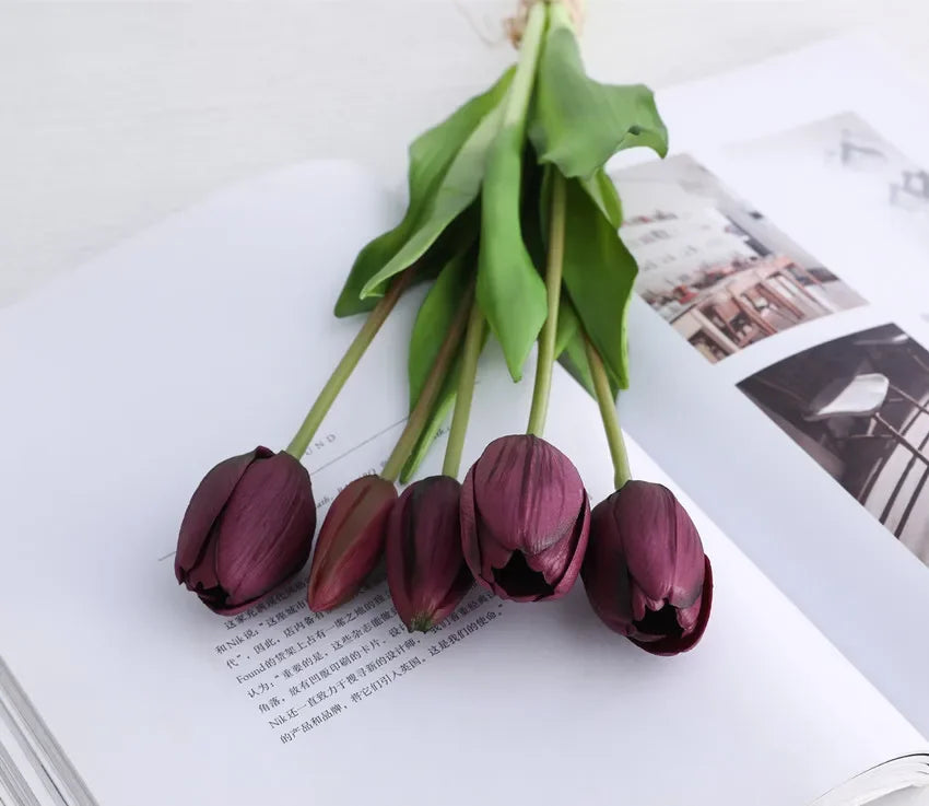Real Touch Artificial Tulips – 1/3/5PCS Bouquet for Home & Wedding Decor
