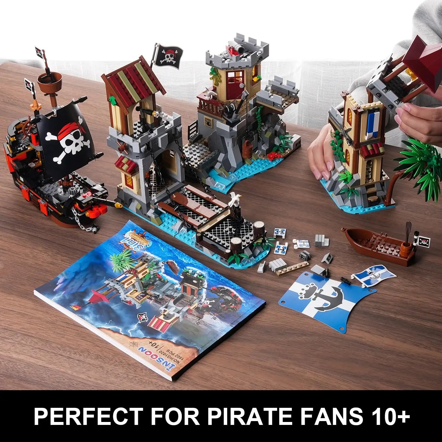 Pirate Castle & Ship Building Set with Light