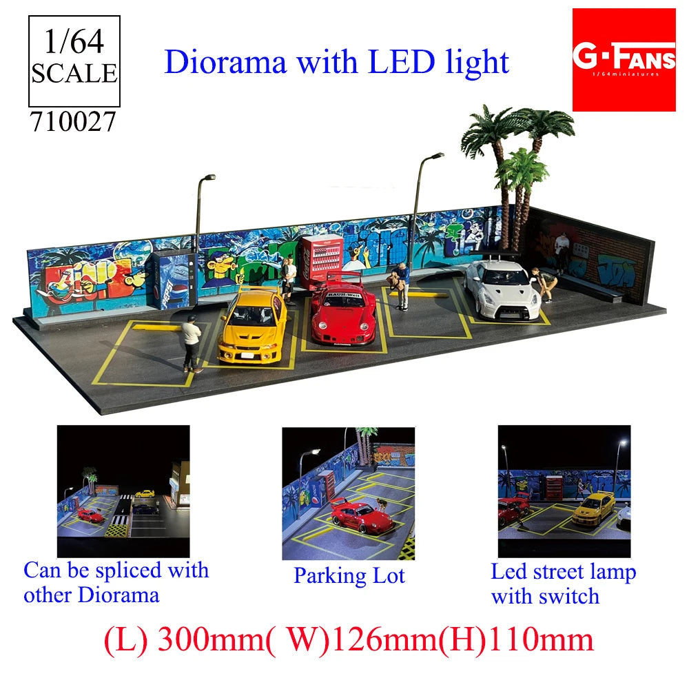 1:64 G-FANS Diorama Car Garage – LED Display Scene Model