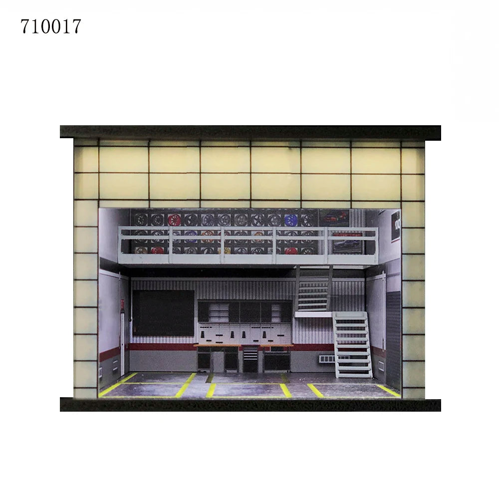 1:64 G-FANS Diorama Car Garage – LED Display Scene Model