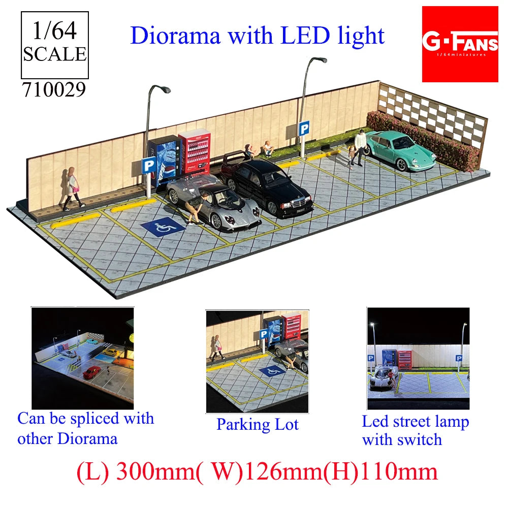 1:64 G-FANS Diorama Car Garage – LED Display Scene Model