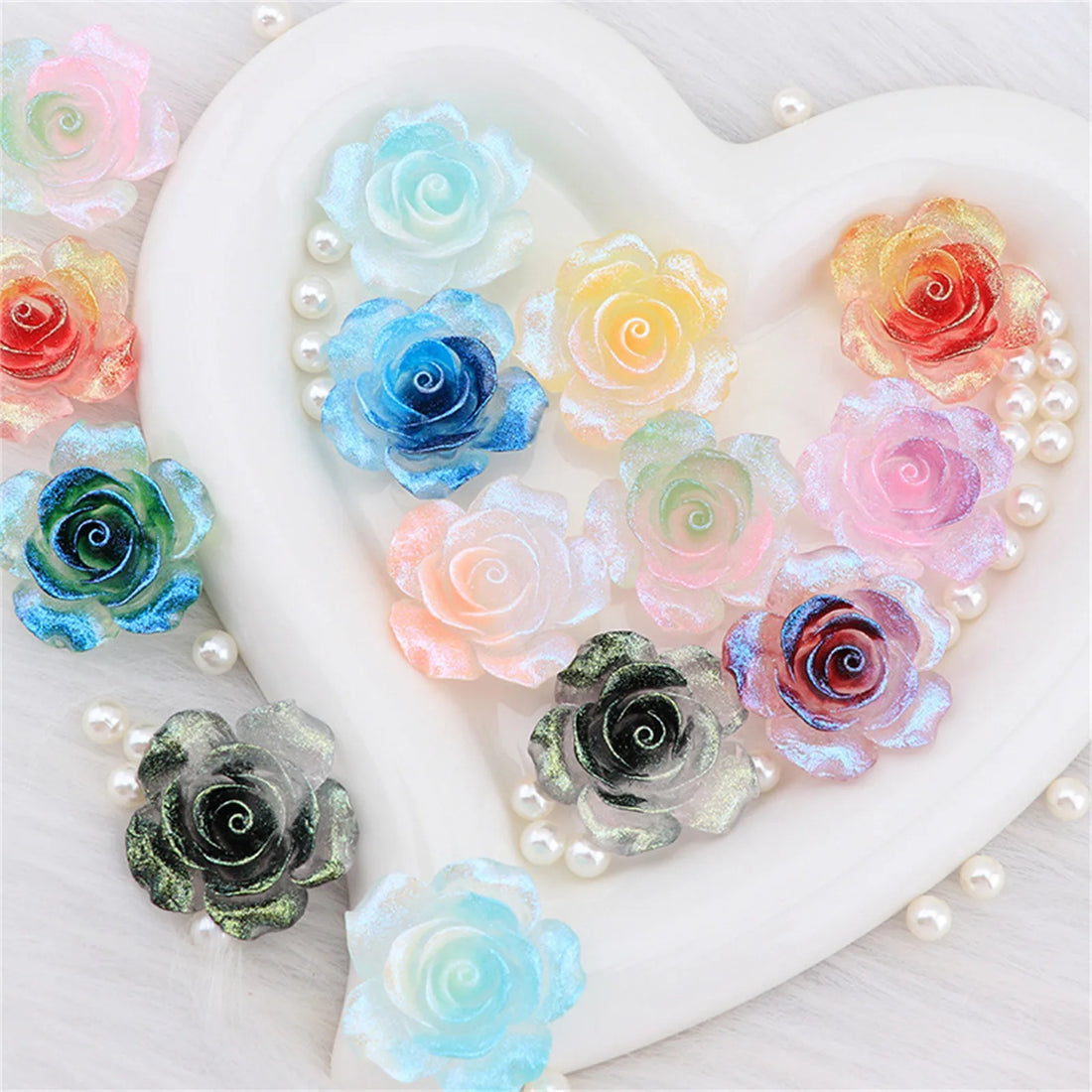 2PCS 37mm Glow-in-the-Dark Rose Rhinestone Trim