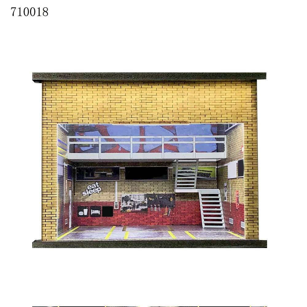1:64 G-FANS Diorama Car Garage – LED Display Scene Model