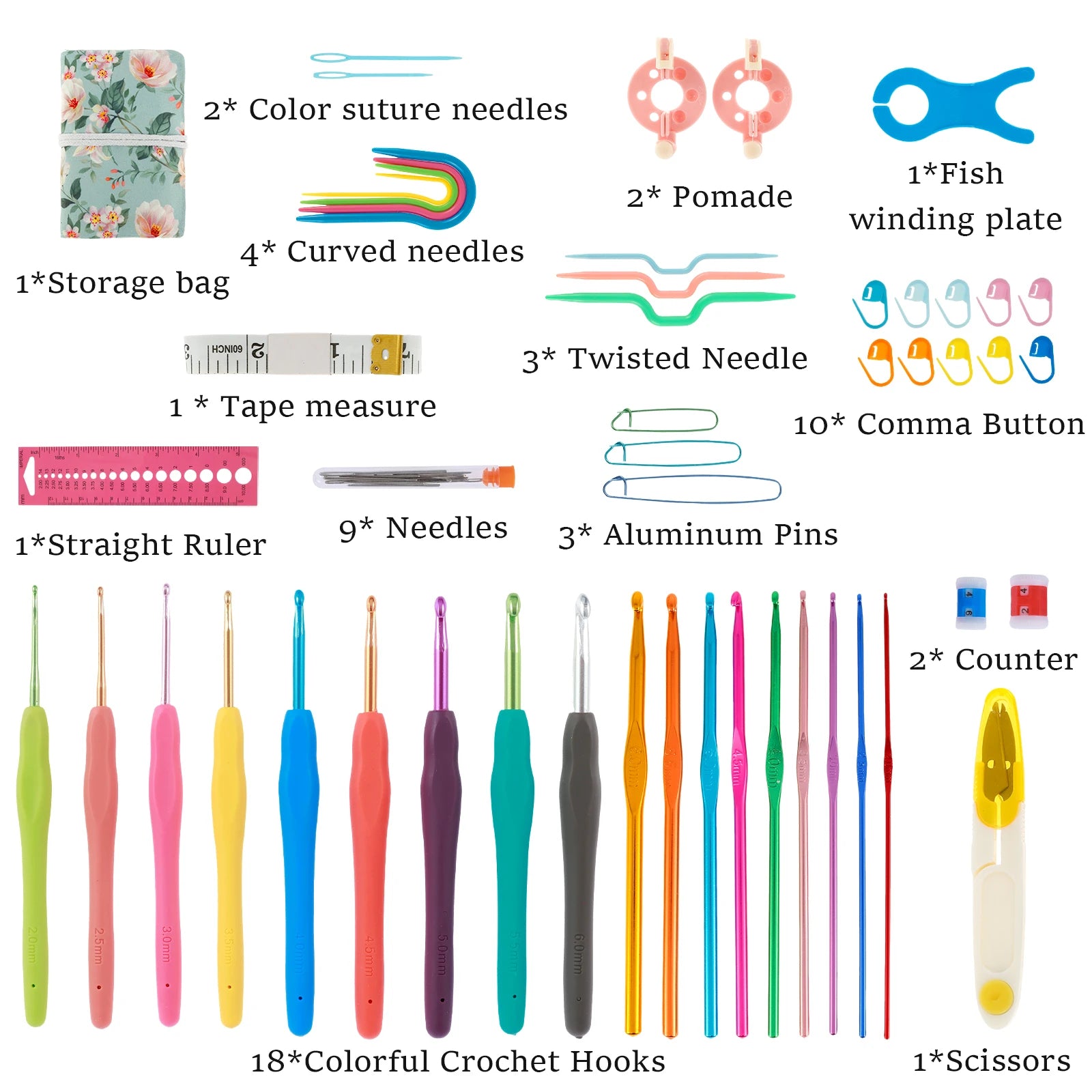 DIY Anti-Slip Crochet Hook Set (2-6mm)