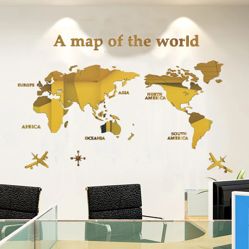 3D Acrylic World Map Wall Stickers